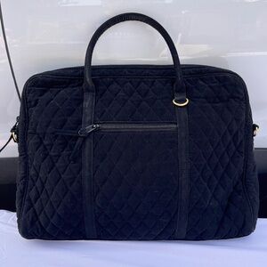 Vera Bradley Large Laptop/Computer/Briefcase Bag ~ Black Quilted ~